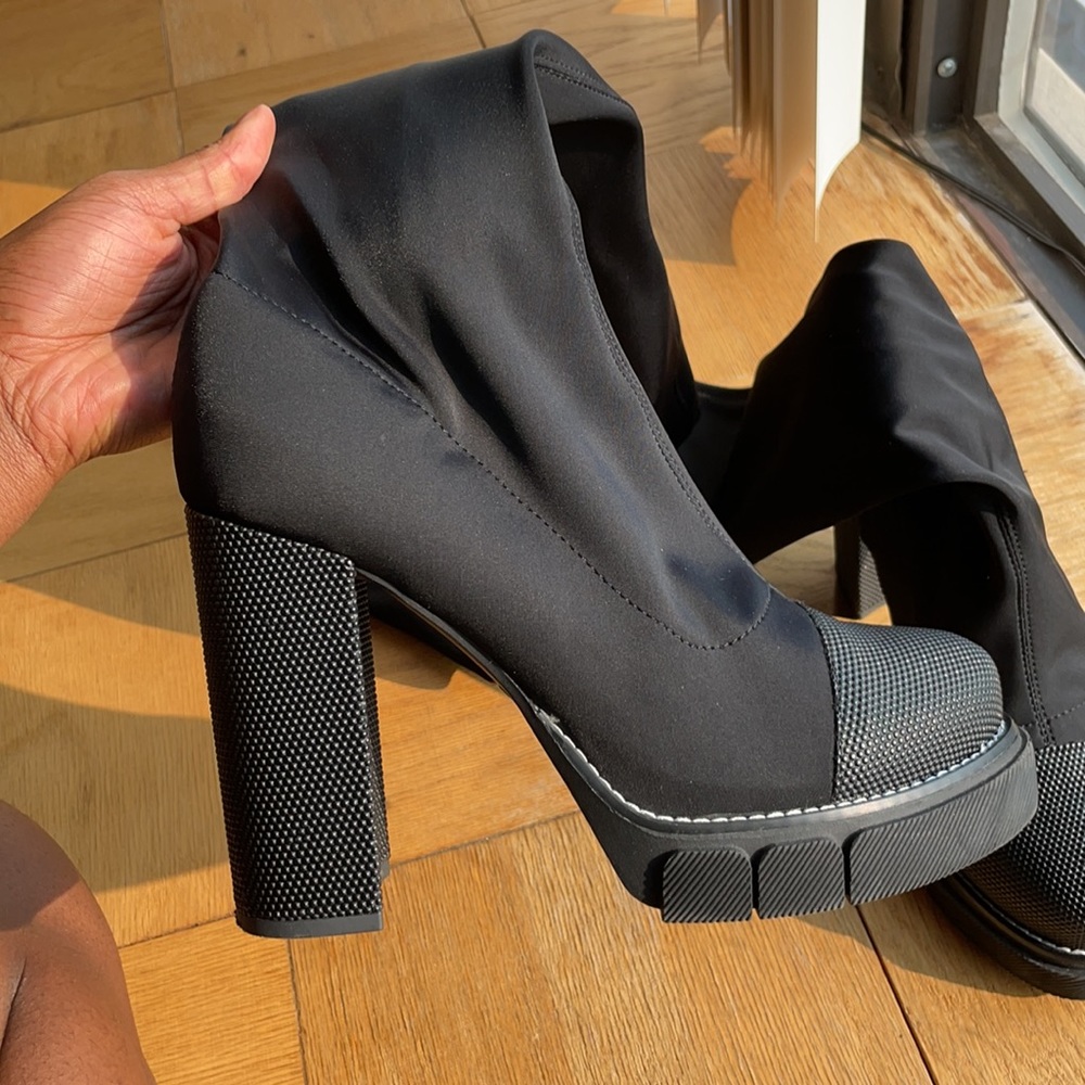 Nylon Thigh High Boots